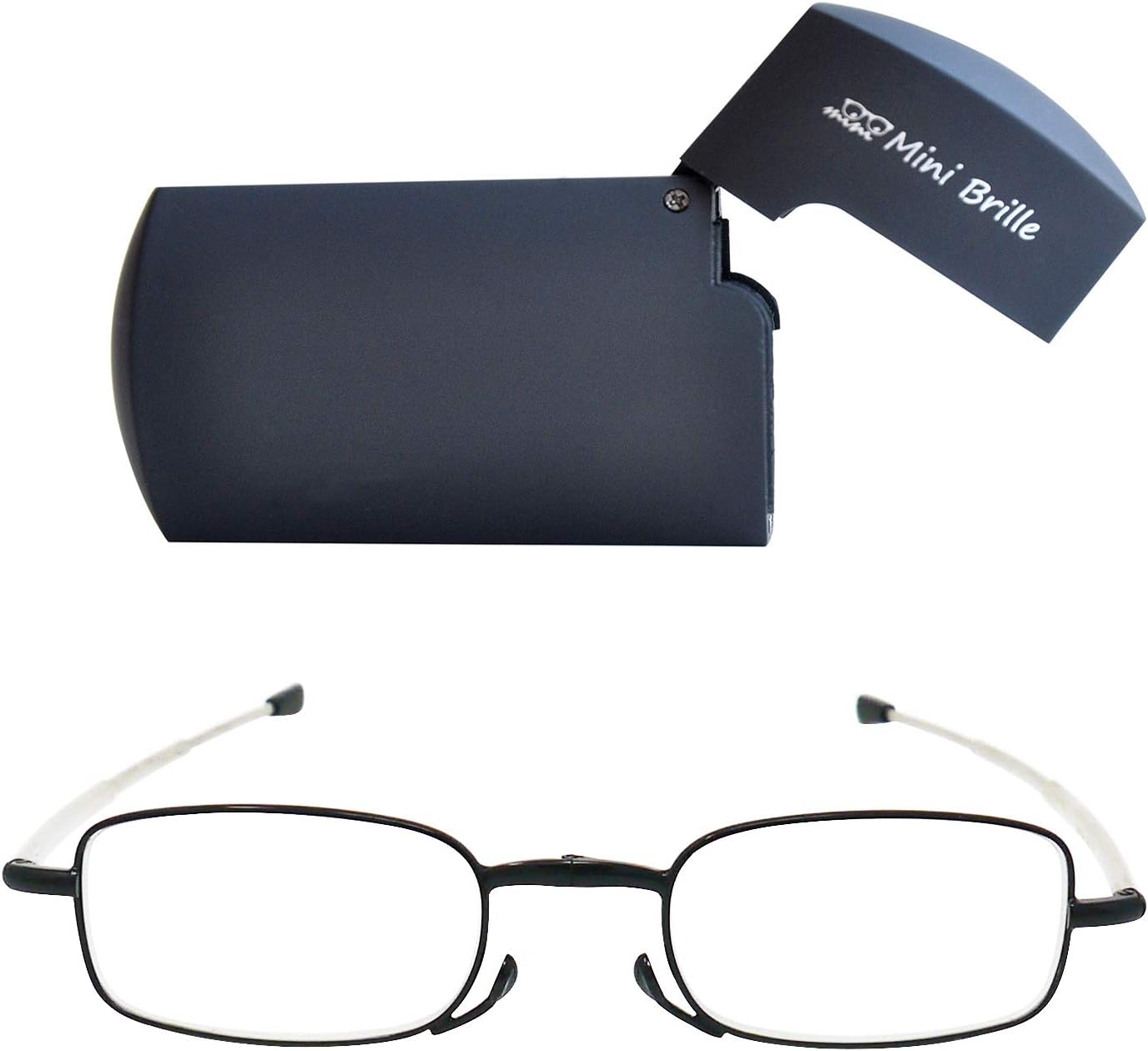 Compact Foldable Metal Reading Glasses with Telescopic Temples (Black