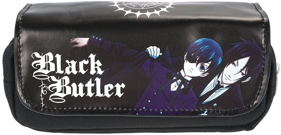 CosplayStudio Large Black Butler Pencil Case with PU Leather Cover | Black