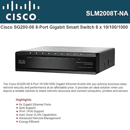 Amazon.com: Cisco SLM2008T-NA 8-port Gigabit Smart Switch: Computers