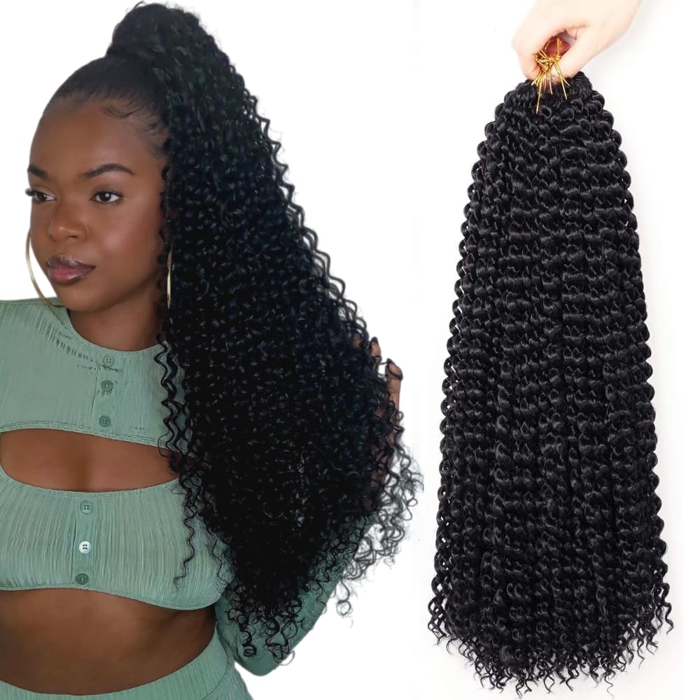 Passion Twist Hair, 7 Packs 18Inch Water Wave Crochet for Long Bohemian Braiding Hair YDDM Passion Twist Crochet Synthetic Extensions (1#, 7 Packs-18inch)
