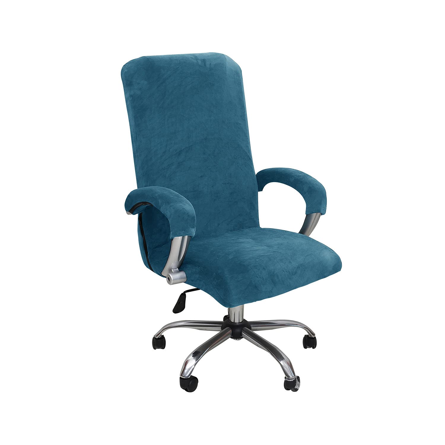 NLCYYQ Teal Velvet Office Chair Cover, Stretch Fit, Modern Style, Protects Existing Furniture, Easy to Clean, Machine Washable, 22.9"D x 22.9"W x 31.5"H, 1 Count