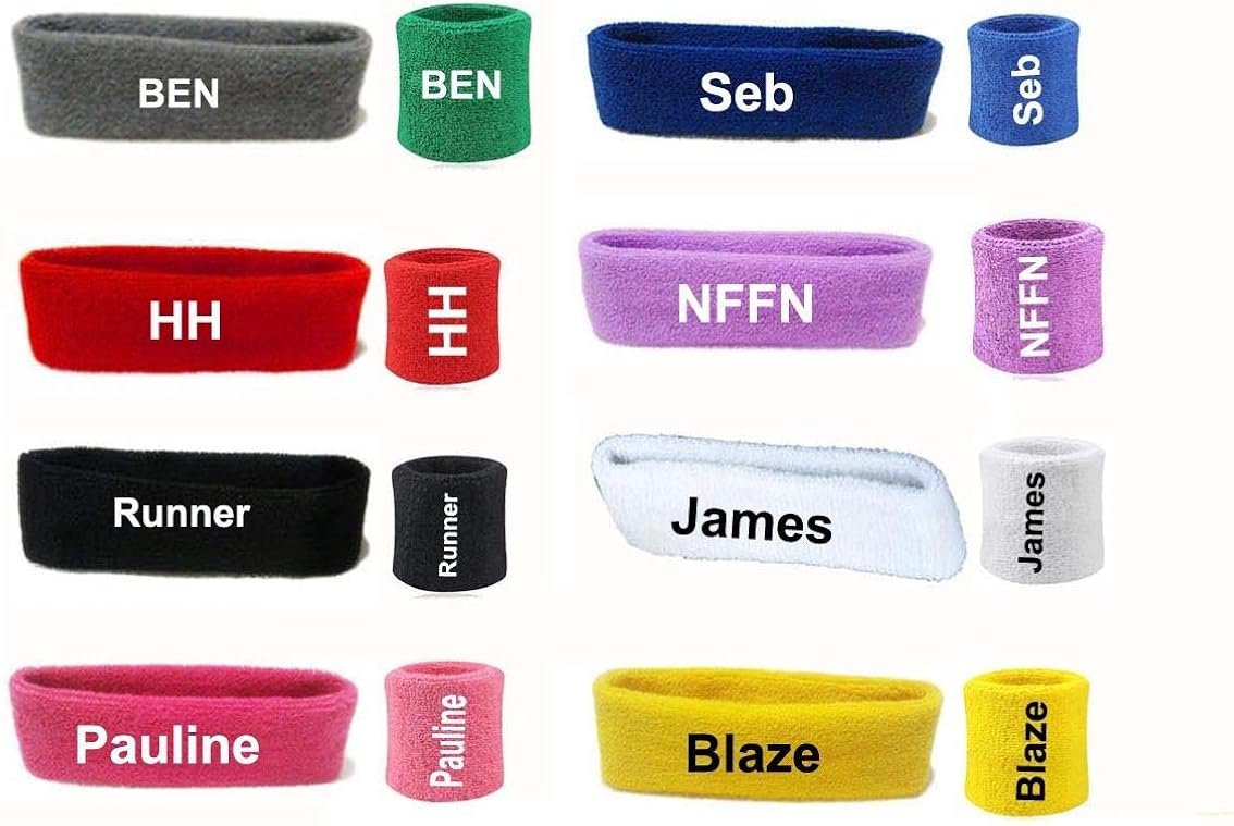 Personalised Sports Wristband Sweatbands and Headband Tennis Squash