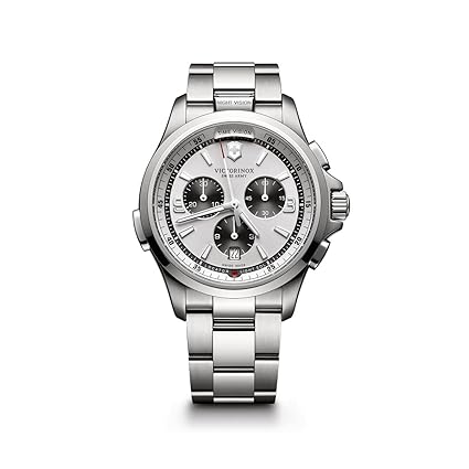 Victorinox Swiss Army Night Vision Chronograph 241728 Silver / Silver Stainless Steel Analog Quartz Mens Watch