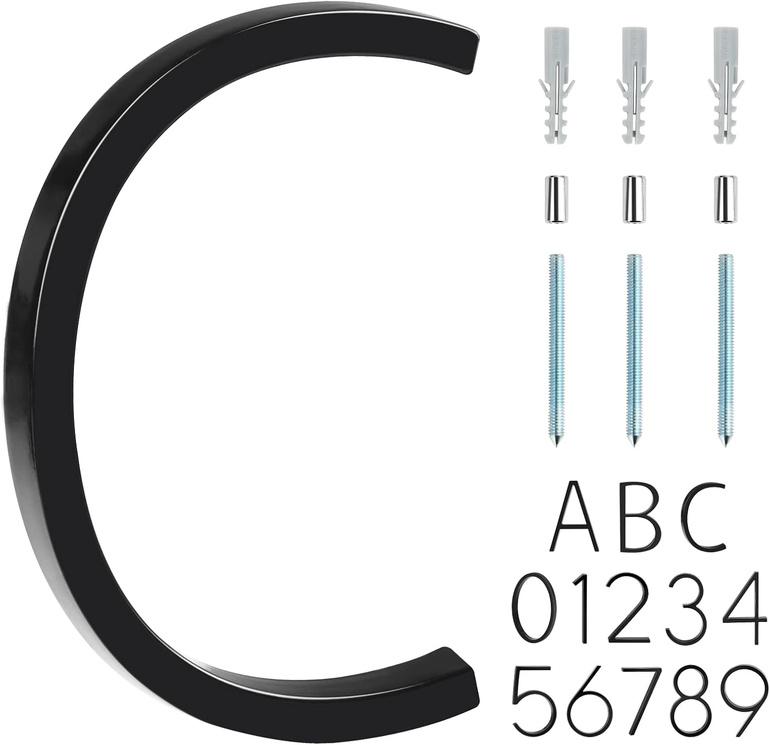 Address Signs - Covanm Floating House Letter C Black Floating Mount 5 Inch Modern House Letters C