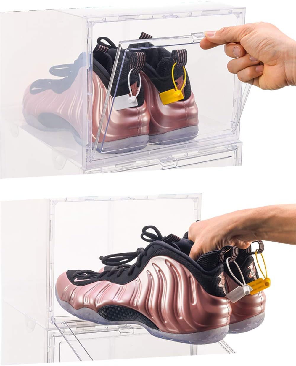 expandable stackable shoe rack on Shoe Organizers Shoe Storage Boxes Clear Plastic Stackable Shoe Organizer Home Kitchen