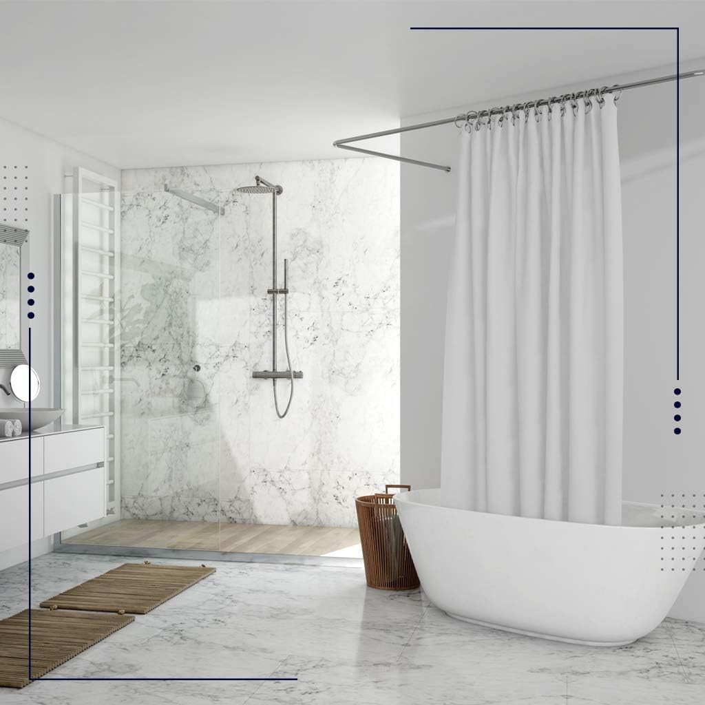 Delia Leslie Shower Curtain Liner, Magnetic Weighted Fabric, Water Mold Mildew Resistant