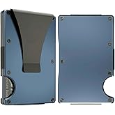 Leatherboss Wallet for Men RFID Blocking Minimalist Metal Card Holder with Money Clip Holds Credit Cards and Cash (Blue)
