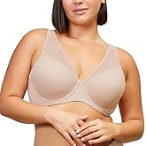 Leading Lady, Jolene, Underwire Plunge T-Shirt Bra, Mesh Overlay, Full Coverage, Contoured Foam Cups, Light Padding, 38A-40H