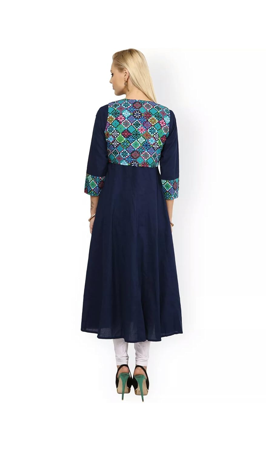 anjushree choice women's blue cotton anarkali kurti