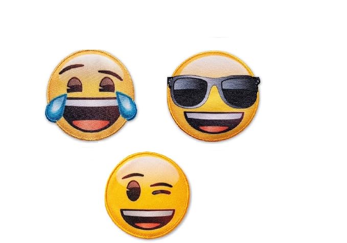 Emoji Aufbügelmotiv, Emo07, mit Selbstklebebeschichtung, Aufkleber, Aufbügler, Emoticon