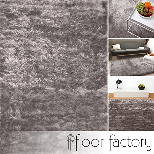 Amazon De Exklusiver Hochflor Shaggy Teppich Satin Silber 200x290