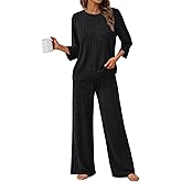 LILLUSORY Womens 2 Piece Lounge Sets Pajamas Matching Outfits 2026 3/4 Sleeve Fall Clothes Vacation Comfy Casual Sweatsuits