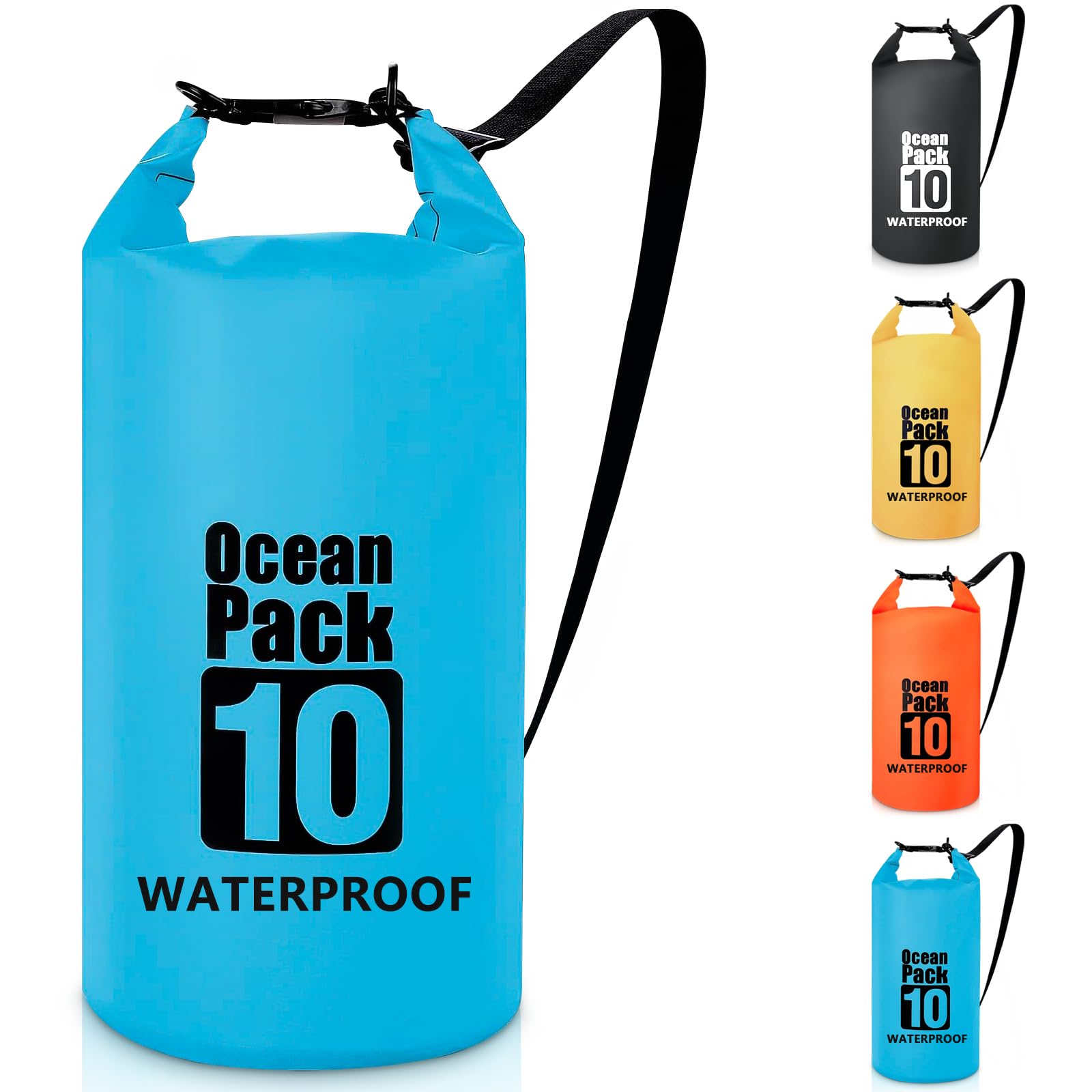 Invool Dry Bag, 5L/10L/20L/30L Waterproof Dry Bag, Dry Sack with Adjustable Shoulder Strap for Hiking, Swimming, Rafting, Surfing, Cycling, Camping, Fishing