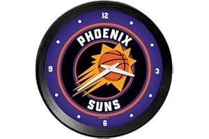 The Fan-Brand NBA Phoenix Suns: Ribbed Frame Wall Clock- Sports Decor for Home, Game Room, Fan Cave & Garage - USA Made