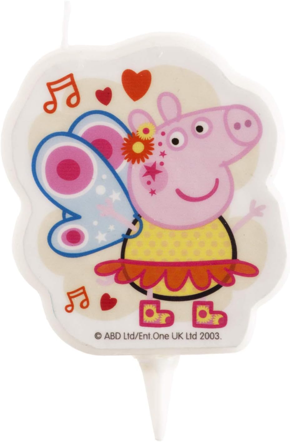 Dekora - 346233 Peppa Pig Butterfly 2D Candle for Birthday Cake Caket Topper Decoration, 7cm Multicoloured