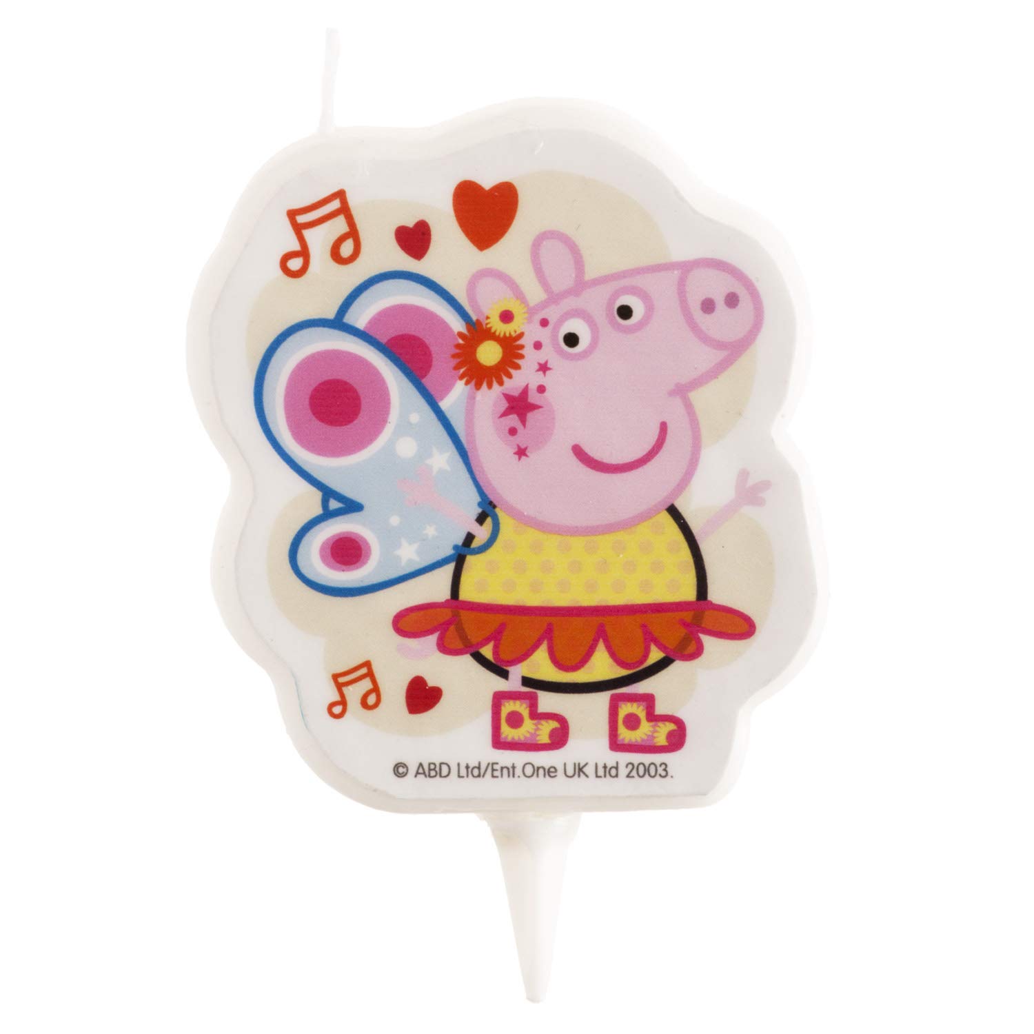 Dekora - 346233 Peppa Pig Butterfly 2D Candle for Birthday Cake, Caket Topper Decoration, 7cm Multicoloured