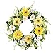 Collections Etc Yellow and White Daisy Wreath, Green