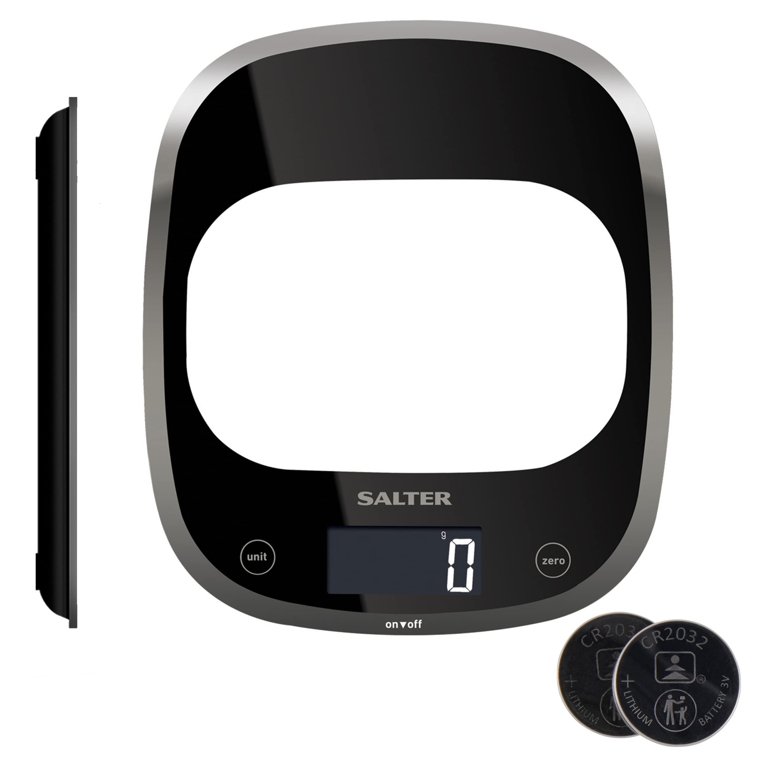 Salter 1050 BKDR Curve Electronic Kitchen Scale, 5 kg Capacity, Measures Liquids/Fluids, Add & Weigh, Easy Read Digital Display, Baking/Cooking Food Scales, 15 Year Guarantee, Batteries Included