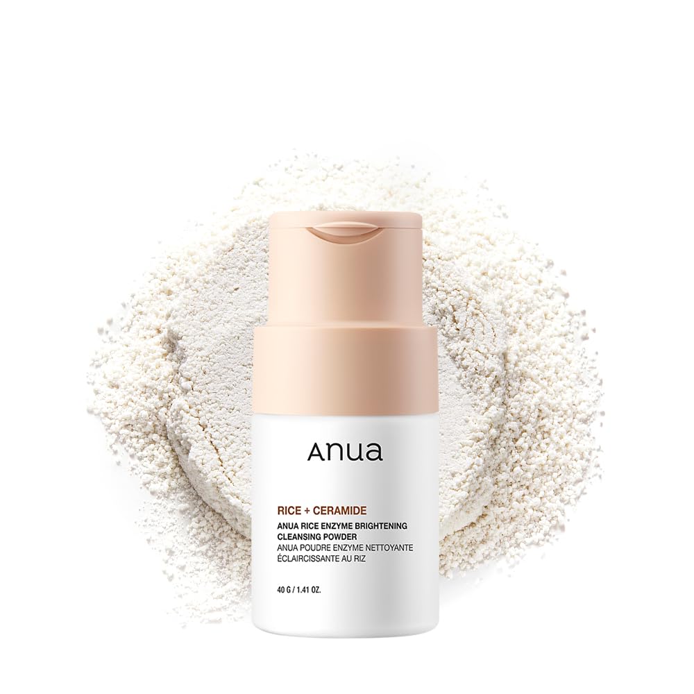 Anua Rice Enzyme Brightening Cleansing Powder, Exfoliating Powder-to-Foam Cleanser, Smooth Texture & Clarity, Hydrating & Gentle Formula, Korean Skincare, 1.41 fl.oz