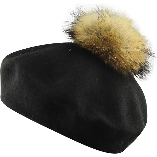 MINAKOLIFE Womens French Artist Wool Beret Fur Pompom Hats  display picture 1