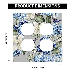 Pznen 2 Duplex Outlet Plates, Blue Floral Spring