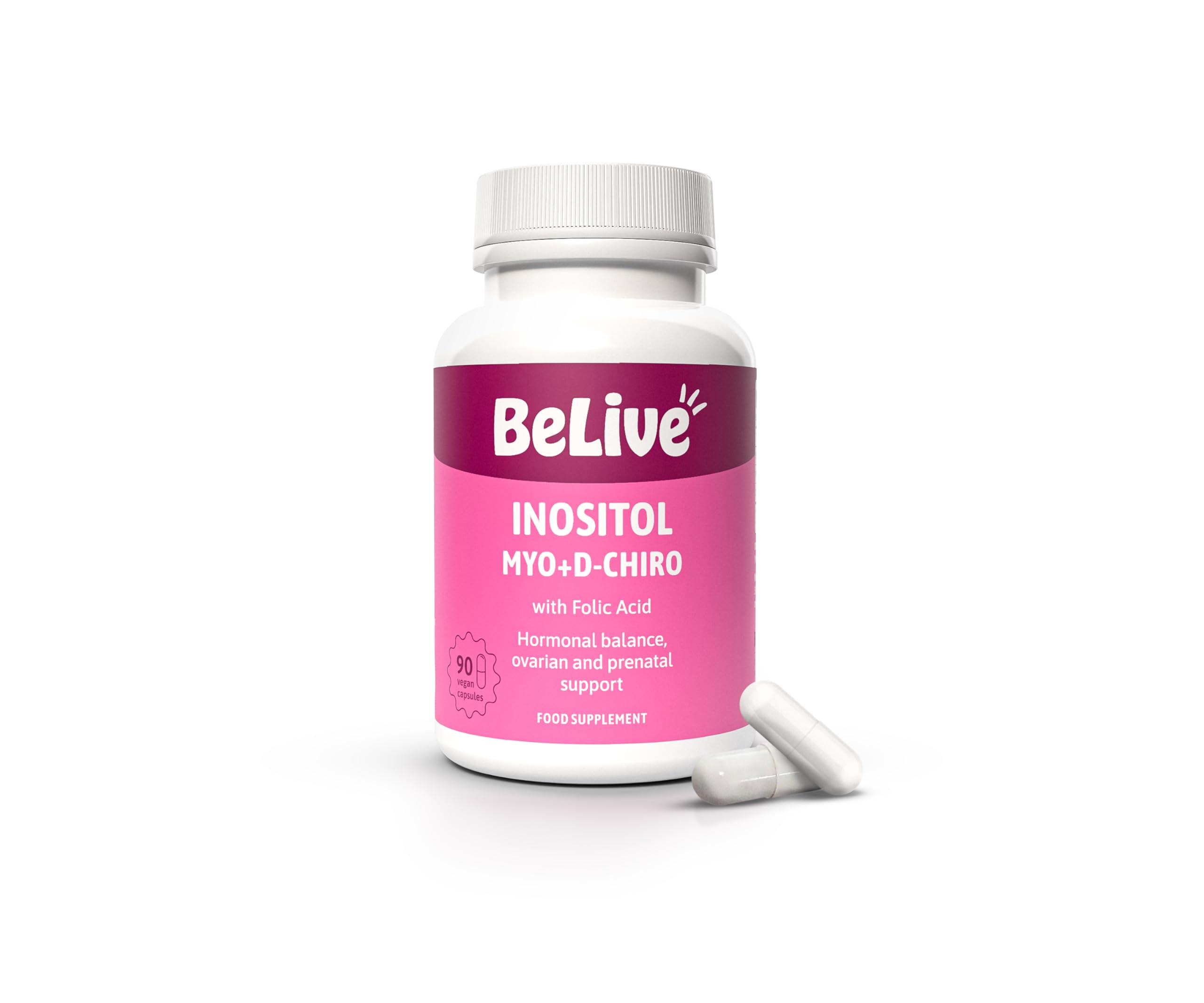 Myo-Inositol & D-Chiro Capsules with Folic Acid for PCOS | Prenatal Fertility Supplements for Women | Vitamin B8 | Improves Hormonal Balance & Supports Ovarian Function | 40 to 1