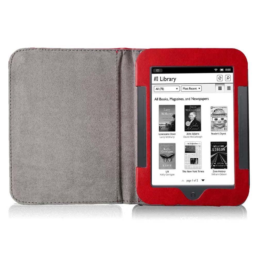 Fesar Barnes & Noble Nook Simple Touch eBook Reader GlowLight Cover Case, Folio Premium PU Leather Pocket Cover for Nook 2 & 3 Ebook Case (Wine Red)