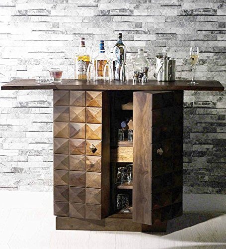 Hardika Furniture Wooden Stylish Bar Cabinet Liquor with Wine Glass Storage