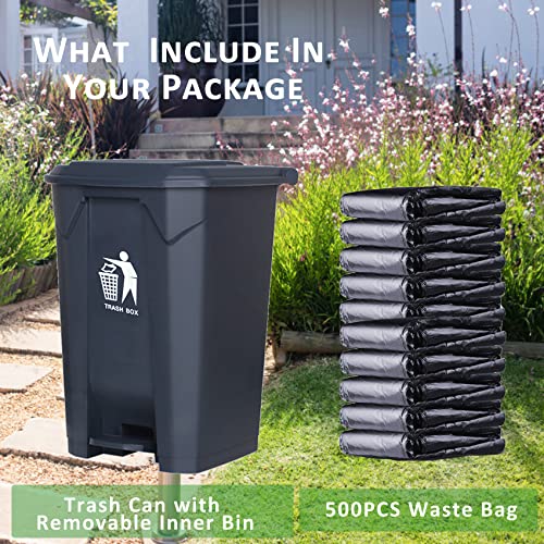 Kyrilali Dog Poop Trash Can with Lid, Pedal, Removable Inner Bin