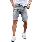 GINGTTO Men's Denim Shorts Slim Fit Stretch Short Jeans