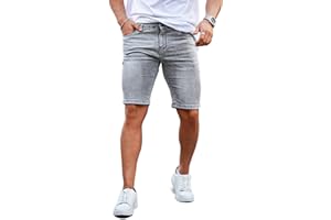 GINGTTO Men's Denim Shorts Slim Fit Stretch Short Jeans