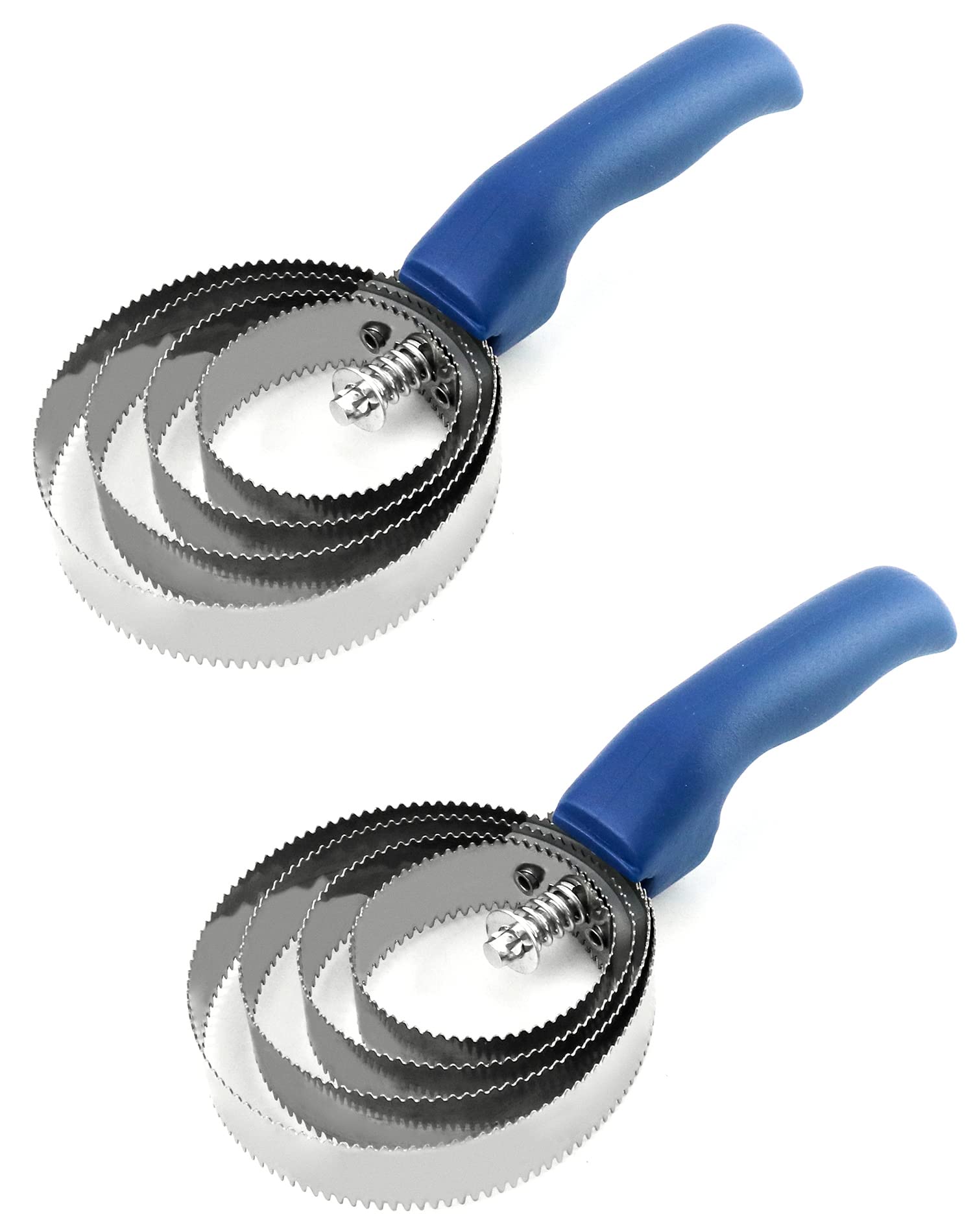 Photo 1 of QWORK Double Sided Curry Comb, 2 Pack 4 Rings Stainless Steel Curry Comb with Soft Touch Grip, Blue