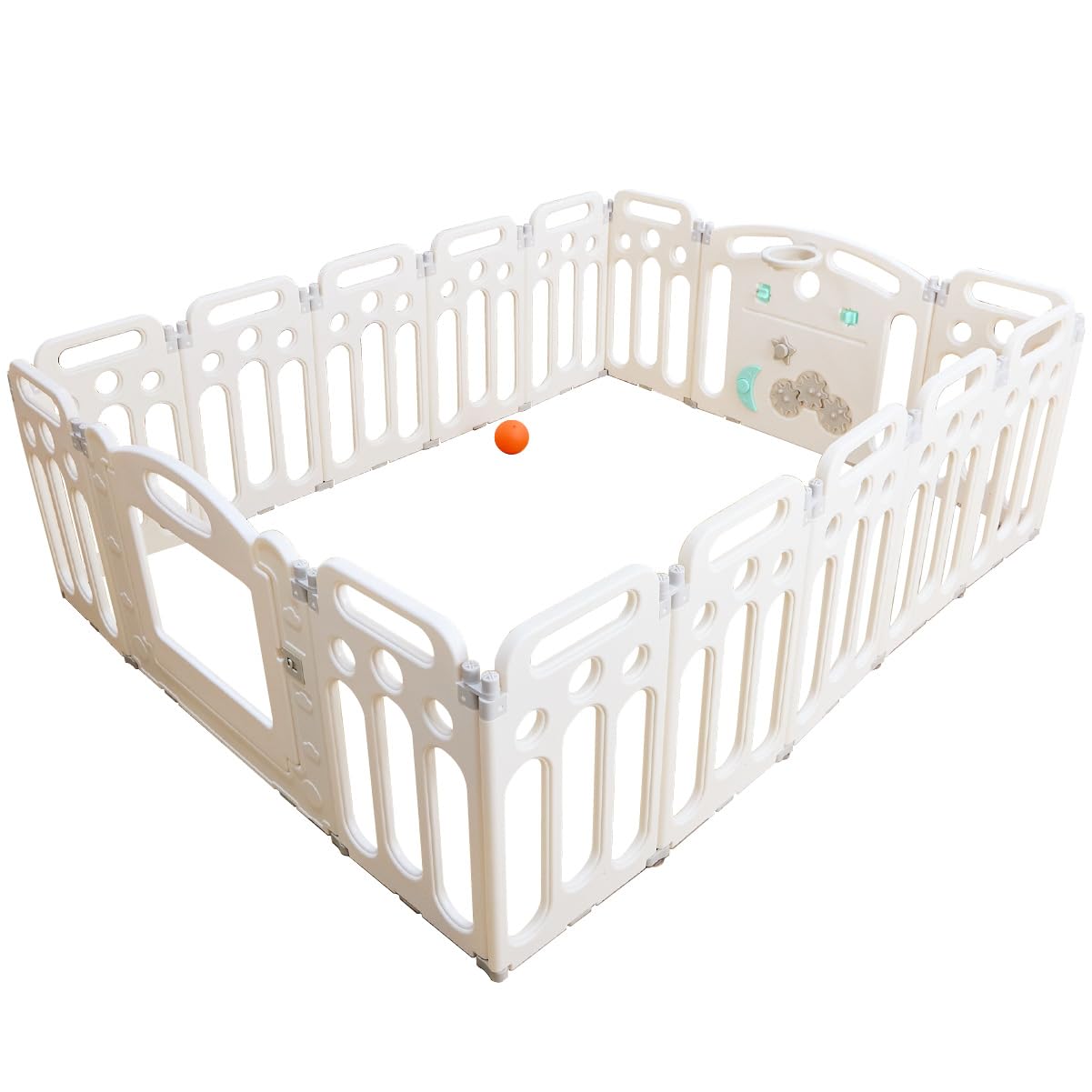 BabyGoo 遊べて楽しい 窓付き ベビーサークル 誤飲防止設計 リニューアル版 折畳み 180*145 ベビーゲート ベビーフェンス 滑り止め付 広めの隙間で安心設計 扉付き 設置簡単 工具不要 【安全検査済み｜保証書付】 (ベビーサークル)商品画像