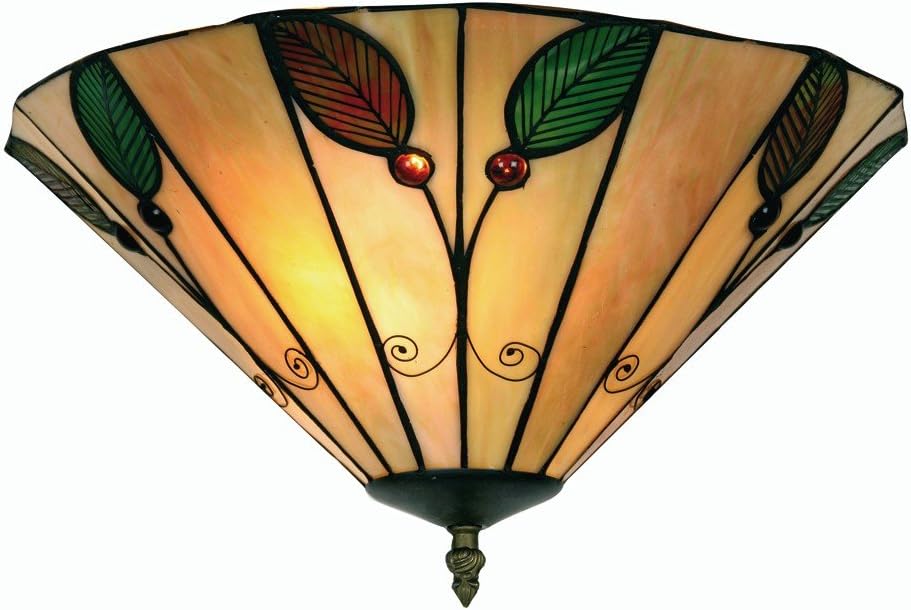 Oaks Lighting Leaf Tiffany Uplighter Pendant, 14-inch