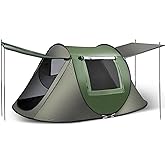 RealPero Instant Pop Up Tent, Automatic Easy Setup Outdoor Waterproof Windproof Family Tent, Upgraded 2 Doors Vestibule Sun Shelter for 2-3 People Outdoor Camping,Travelling,Hiking, Beach,Green