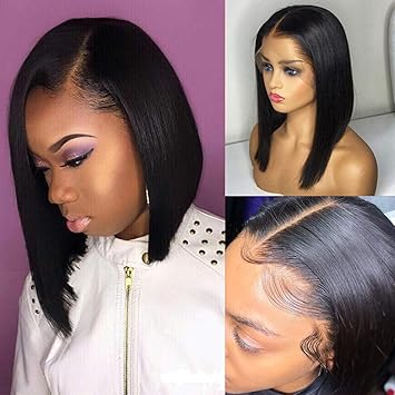 Amazon Com Besfor 13x4 Lace Front Short Bob Wigs Pre Plucked