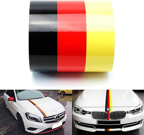 Amazon Ijdmtoy 1 6 Wideドイツ旗ストライプデカールステッカー用アウディbmwメルセデスminiポルシェフォルクスワーゲンexterior Cosmeticなど フード フロント リアバンパー サイドフェンダー 屋根 Etc ステッカー デカール 車 バイク