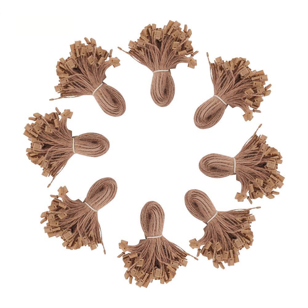 PH PandaHall 1200pcs Hang Tag Fasteners Price Tag, 7 Inch Jute Twine String Hemp Twine Snap Locks Pin Security Loop Labels String Tags for Clothes Stores Jewellery Merchandise Clothing