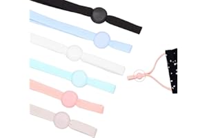 CNXUS 120 PCS 6 Assorted Colors 1/4 Inch Wide Elastic String Cord Bands Rope with Adjustable Buckle for Sewing Crafts DIY Mask, Suitable for Adults and Children (Black,White,Pink,Blue,Light Green,Gray)
