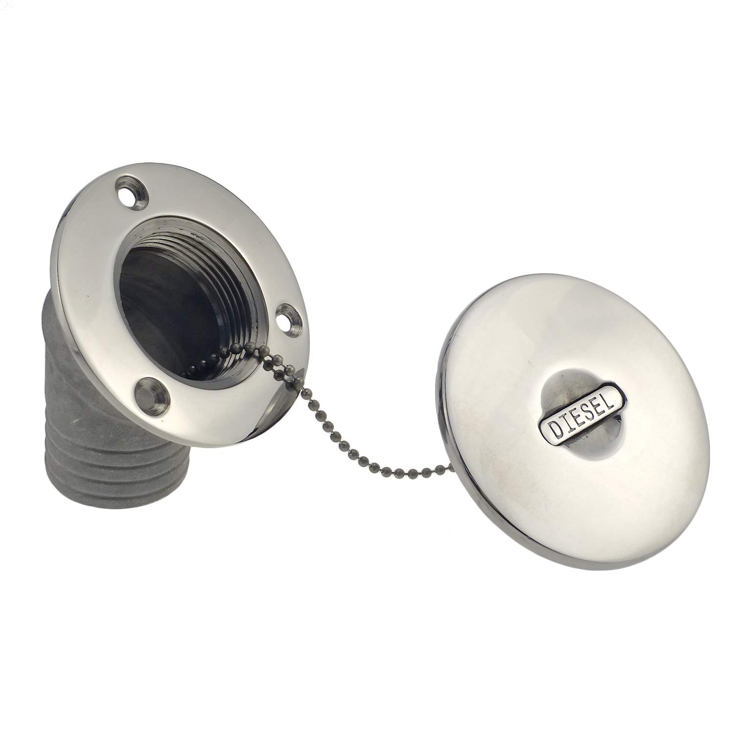 NRC&XRC Boat Deck Fill/Filler Cap Keyless - Angled Neck 1-1/2"(38mm) Diesel Marine 316 Stainless Steel