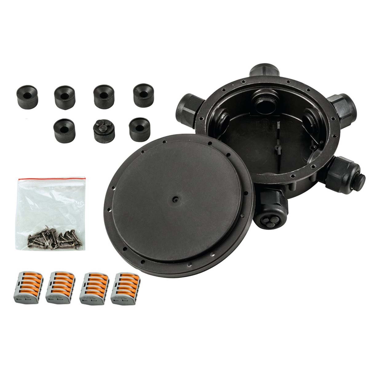 Heitronic Splitter 5 Way, Max. 200 W 24 V 4 TERMINALS Clamp, 6 Spacers 7 mm HEI 21038