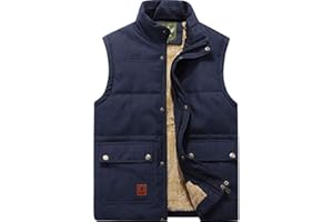 XinYangNi Men's Winter Warm Outdoor Padded Puffer Vest Thick Fleece Lined Sleeveless Jacket