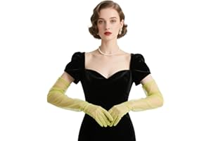 THARAHT Women Long Gloves with Satin Tulle Elbow Length for 1920s Opera Tea Party Costumes Bridal Evening Dress