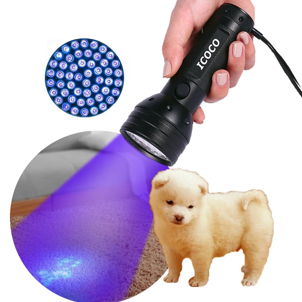 ICOCO Black Light for Pet Urine Detection ,51 LED UV Light Leak Detection Find Dry Stains on Carpets, Automotive Leak Detection or Scorpion Hunting (51 LED)