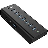 AUKEY USB Hub 7 USB 3.0 Ports with Power Adapter 25W Data Transfer USB 3.0 Hub for Mac , Windows and Other Laptops