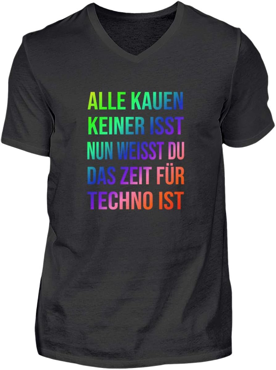 Alle Kauen Keiner Isst Technoparty Slogan Men's VNeck Shirt Amazon.co