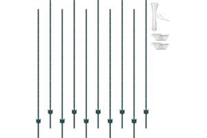 VEVOR 7 Feet U-Channel Metal Fence Post, 10 Pack With 50 Zip Ties & 20 Clips, Sturdy Steel Stakes for Garden Yard, Lawn, Farm