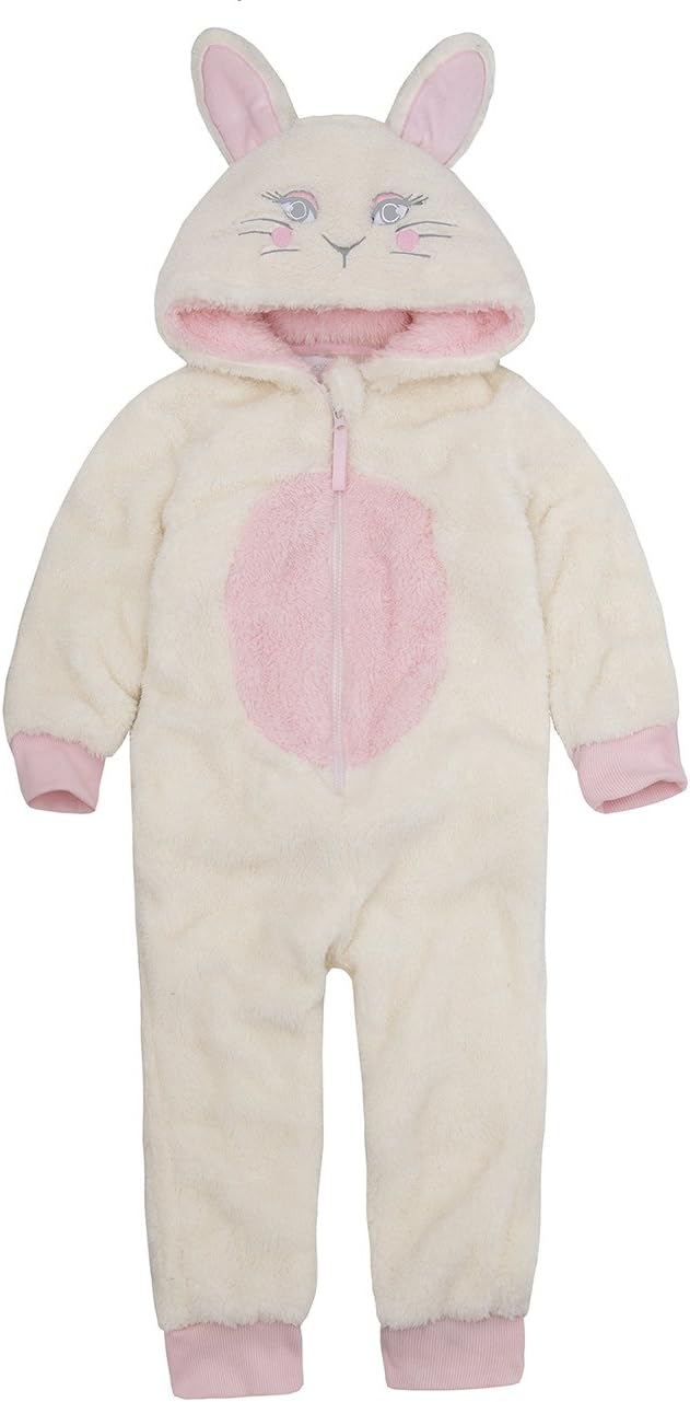 ONEZEE Infant Girls Novelty Snuggle Fleece Bunny Rabbit Hooded Jumpsuit Costume