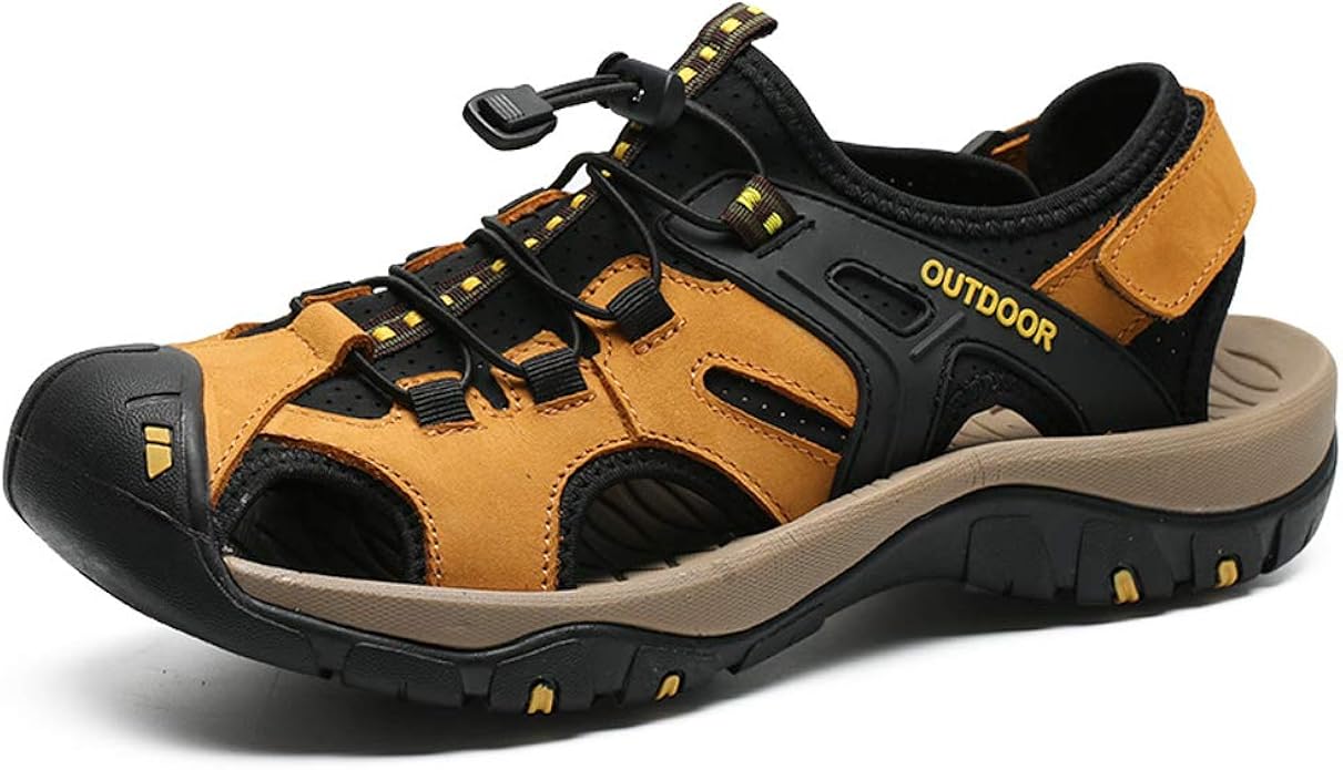 Mens LaceUp Sandals with Velcro Hollow Breathable Closed