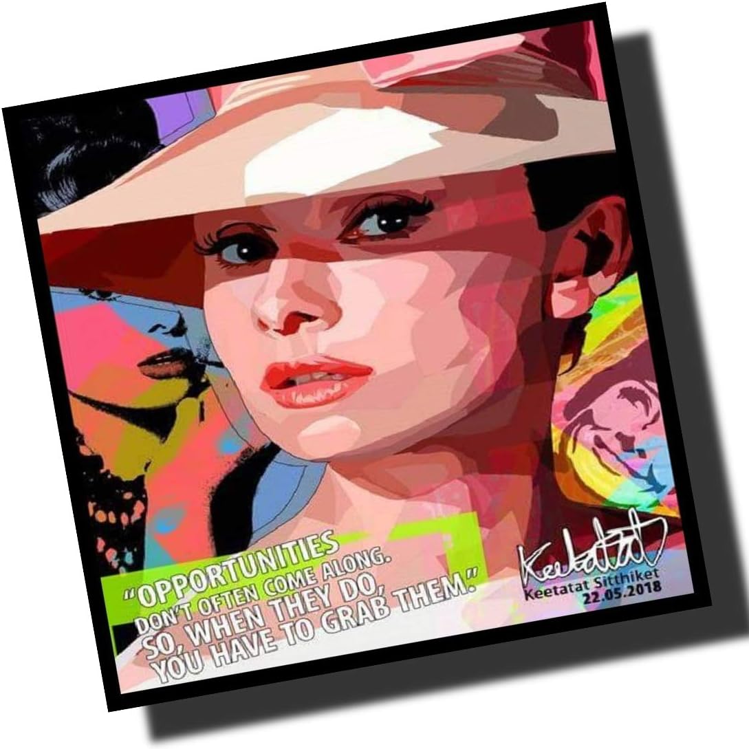 Amazon Co Jp オードリー ヘップバーン デザインb 海外グラフィックアートパネル 木製 壁掛け ポスター インテリアに ホーム キッチン